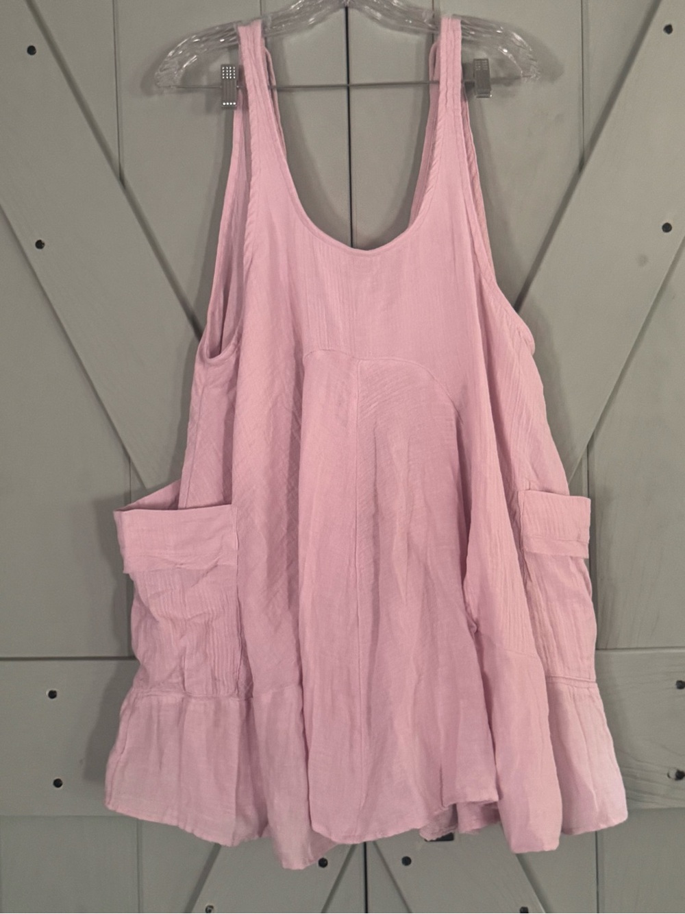 Free People Light Pink Gauze Pocket Tunic